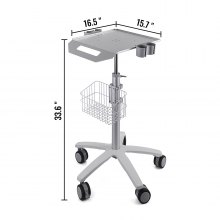 VEVOR Lab Medical Cart Mobile Rolling Cart Adjustable Height with Lab Basket Lab Medical Equipment Cart Desktop Mobile Cart