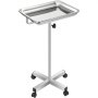 VEVOR Mayo Tray Stainless Steel Mayo Stand 18x14 Inch Trolley Mayo Tray Stand Adjustable Height 32-51 Inch Instrument Tray with Removable Tray & 4 Omnidirectional Wheels for Home Equipment Personal Ca