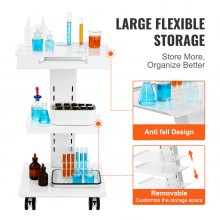 VEVOR laboratoriumwagen, medische servicewagen met geïntegreerd stopcontact, mobiel dessert van 3-laags metaal, met roterende wielen, belasting 100 kg, voor laboratorium, kliniek, schoonheidssalon, salon