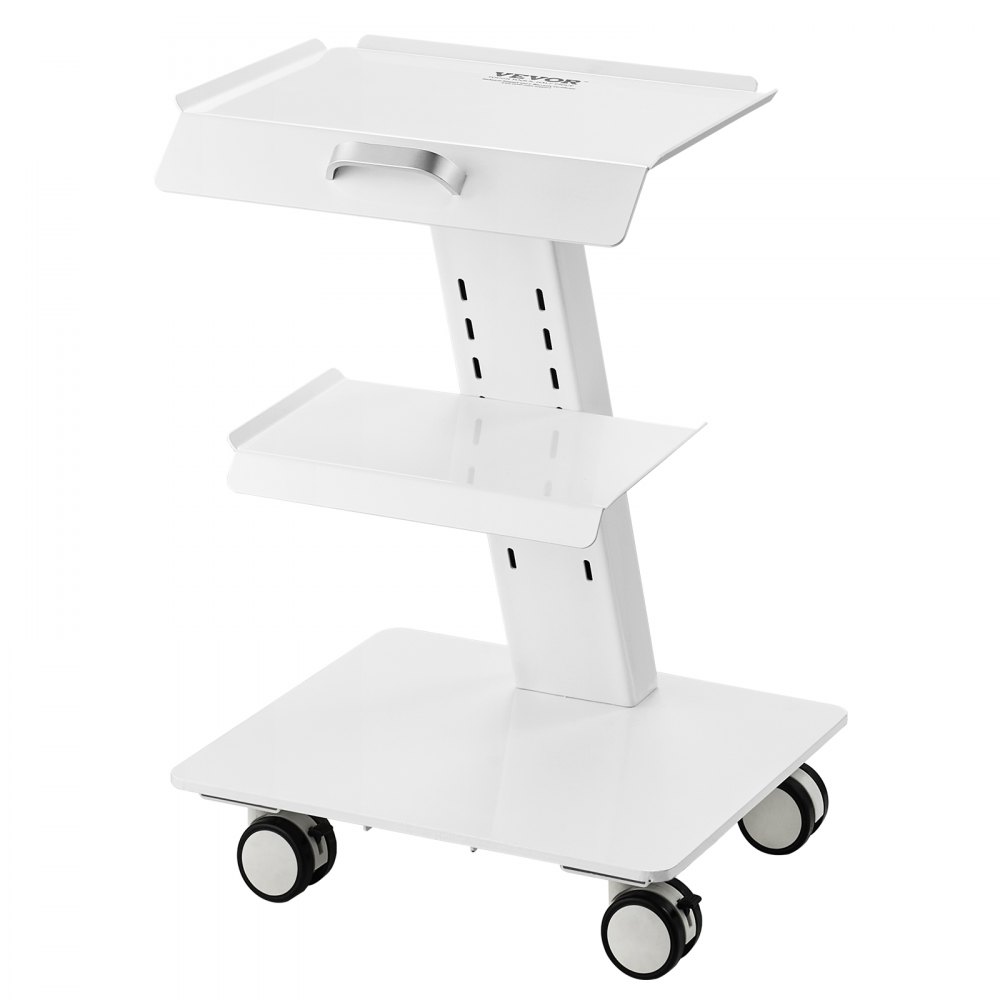 VEVOR Lab Trolley, 3-Layer Rolling Lab Cart, Metal Mobile Trolley with Swivel Wheels, Tray Rolling Clinic Cart 220 lbs Weight Capacity, for Lab, Clinic, Beauty and Salon