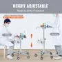 VEVOR Medische trolley, salonwagen met wielen, mobiele trolley 68-109 cm in hoogte verstelbaar, metalen salonstations voor kappers, rollende desktop laboratoriumwagen voor kliniek, schoonheid en salon