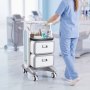 VEVOR 3-laags laboratoriumwagen, laboratoriumwagen met 2 lades en 1 bovenste plank, mobiele medische wagen van ABS-materiaal, laboratoriumwagen met 4 stille wielen voor laboratorium, kliniek, ziekenhuis, salon, wit