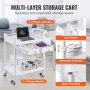 VEVOR 2 Tiers Lab Carts Mobile Medical Cart 2 Trays 2 Drawers 3 Trash Cans White