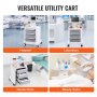 VEVOR 4 Tiers Lab Carts Mobile Medical Cart with 3 Drawers & 1 Top Tray White