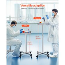 VEVOR Mobiele Mayo Stand Roestvrijstalen Mayo Tray 25,2"-39,8" met verwijderbare lade