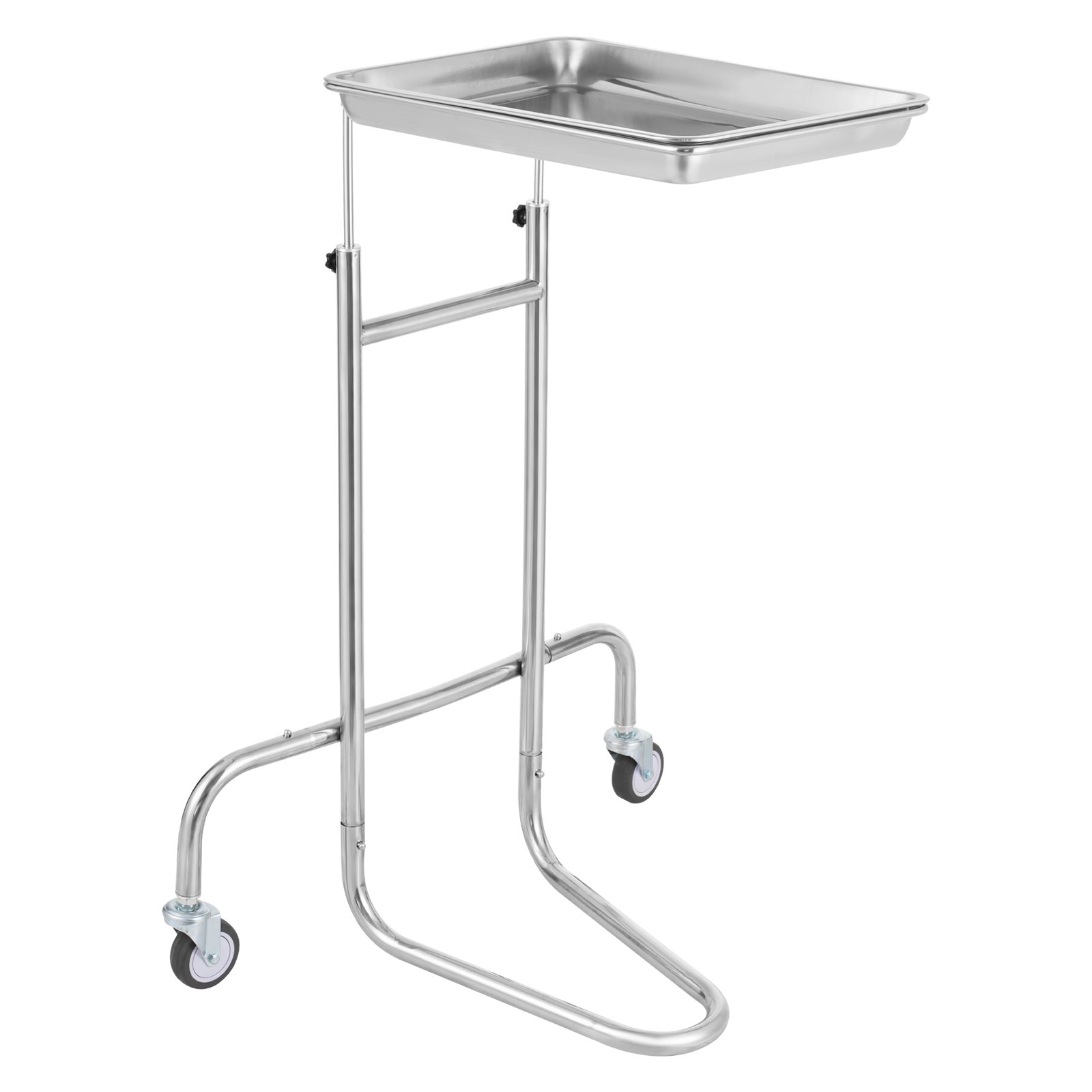 VEVOR Stainless Steel Lab Carts, Lab Utility Cart with Single Tray, Mobile Medical Cart with 2 Silent Wheels, Lab Rolling Cart for Lab, Clinic, Hospital, Salon