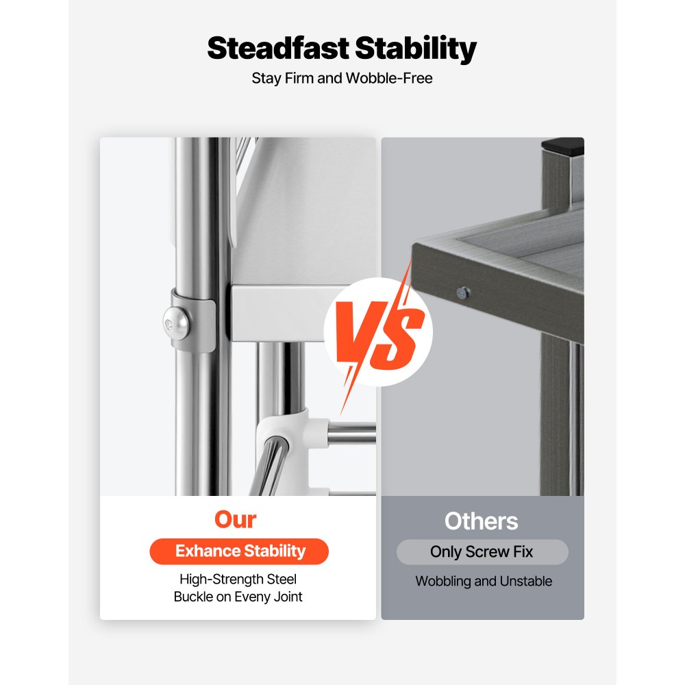 VEVOR roestvrijstalen trolley, 2-laags rolwagen voor laboratorium en keuken met vergrendelbare wielen, serveerwagen voor medische faciliteiten, mobiel serveerblad voor ziekenhuizen, restaurants en keukens.