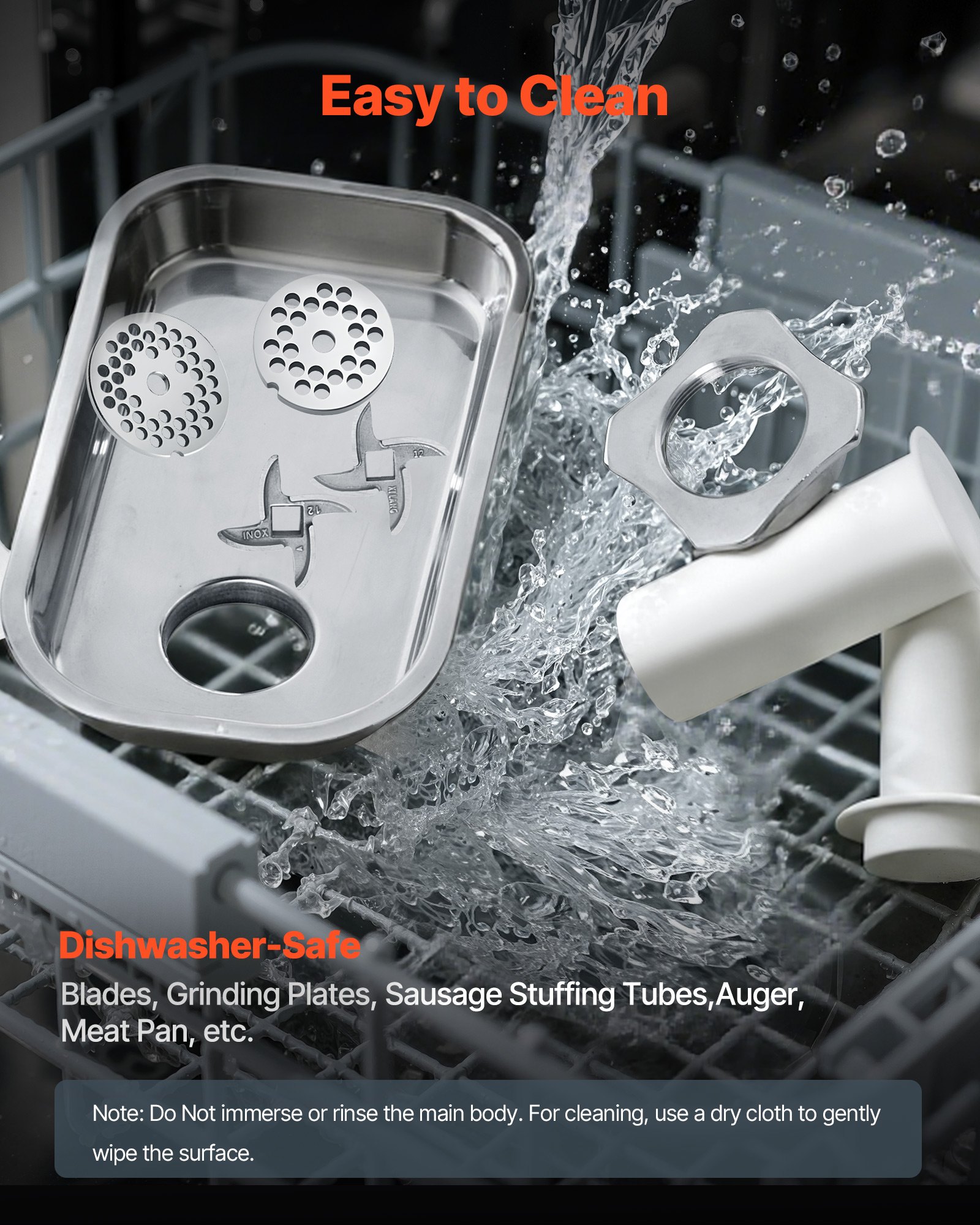 VEVOR elektrische vleesmolen met een capaciteit van 3,2 kg/min, industriële tafelvleesmolen van 850 W met mes en maalplaat, worstmaker, commerciële vleesmolen van roestvrij staal voor keukenrestaurants