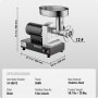 VEVOR Commerciële Elektrische Vleesmolen 4.08kg/Min Worst Vulmachine 550W