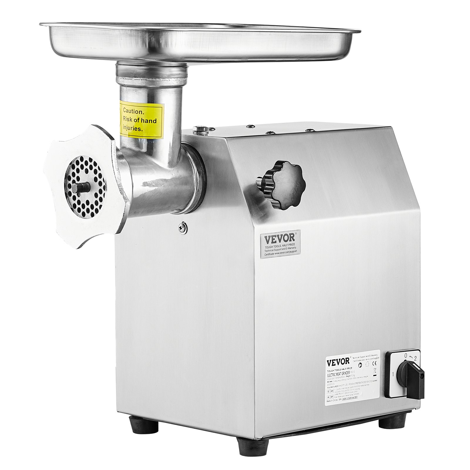 VEVOR Elektrische vleesmolen met worstvuller, capaciteit 2,49 kg/min, mes en maalplaat, commerciële vleesmolen voor keuken, restaurant, slagerij