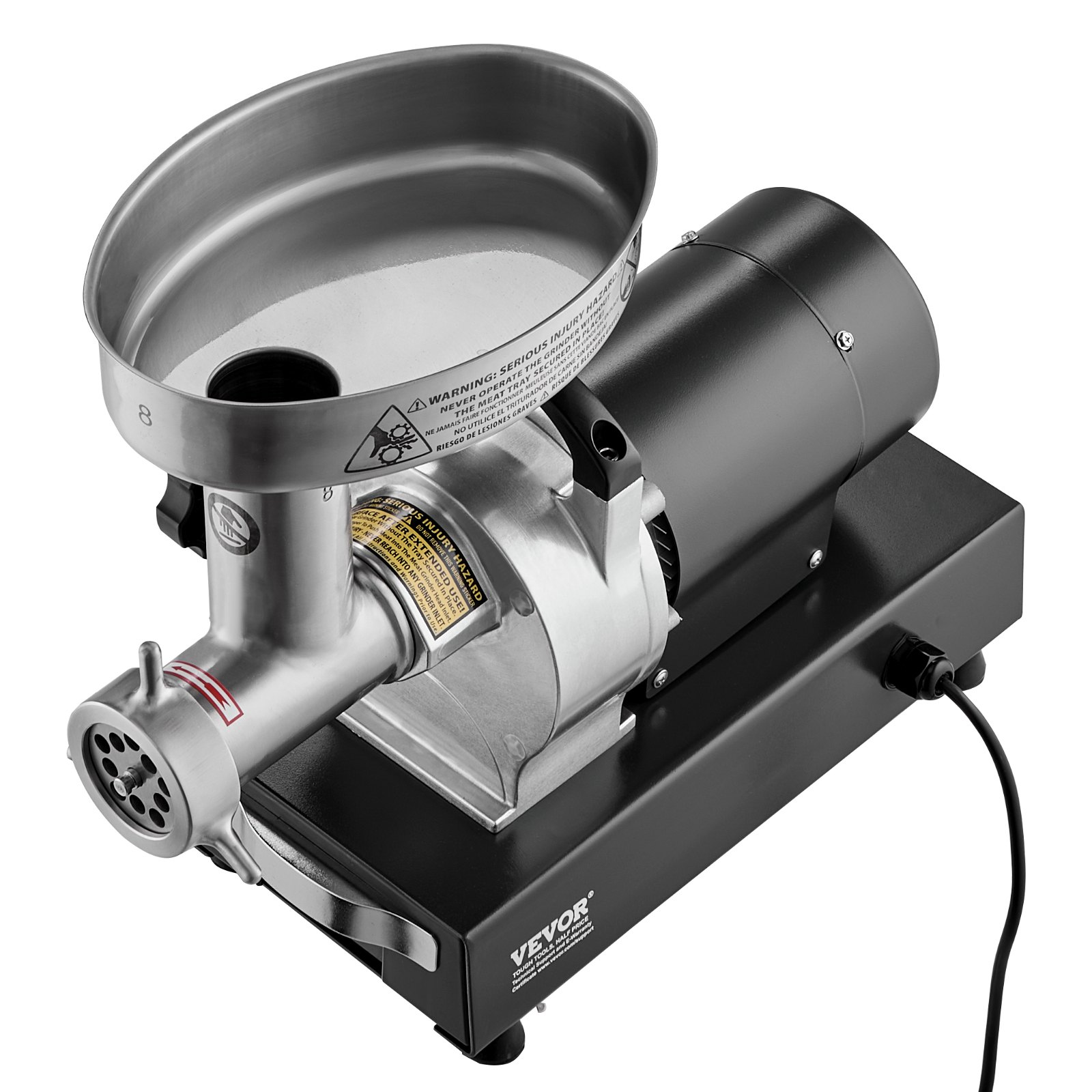 VEVOR Meat Grinder, 6 Lbs/Min Capacity Electric Meat Grinders with Blade, Grinding Plate, Sausage Maker, Stainless Steel Commercial Meat Mincer for Kitchen Restaurant Butcher Store