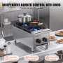 VEVOR Commercial Gas Stove with 2 Burners, Propane and Natural Gas Countertop Cooking Stove Range, Stainless Steel Gas Hot Plate, Commercial Cooking Equipment for Restaurant, 14KW