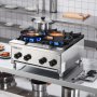 VEVOR Commercieel gasfornuis met 4 gasbranders, propaan-/aardgaskooktoestel, roestvrijstalen gaskookplaat, commercieel kookapparaat 610 x 775 x 335 mm voor restaurants, hotelcafés, 28 kW