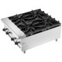 VEVOR Commercieel gasfornuis met 4 gasbranders, propaan-/aardgaskooktoestel, roestvrijstalen gaskookplaat, commercieel kookapparaat 610 x 775 x 335 mm voor restaurants, hotelcafés, 28 kW