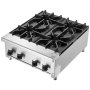 VEVOR Commercieel gasfornuis met 4 gasbranders, propaan-/aardgaskooktoestel, roestvrijstalen gaskookplaat, commercieel kookapparaat 610 x 775 x 335 mm voor restaurants, hotelcafés, 28 kW