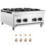 VEVOR Commercieel gasfornuis met 4 gasbranders, propaan-/aardgaskooktoestel, roestvrijstalen gaskookplaat, commercieel kookapparaat 610 x 775 x 335 mm voor restaurants, hotelcafés, 28 kW