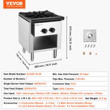 VEVOR Commercieel gasfornuis 1 brander aanrecht kookplaat keuken propaanfornuis