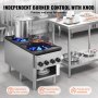 VEVOR Commercial Gas Stove with 2 Burners, Propane and Natural Gas Countertop Cooking Stove Range, Stainless Steel Gas Hot Plate, Commercial Cooking Equipment for Restaurant, 52KW