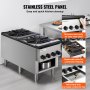 VEVOR Commercial Gas Stove with 2 Burners, Propane and Natural Gas Countertop Cooking Stove Range, Stainless Steel Gas Hot Plate, Commercial Cooking Equipment for Restaurant, 52KW