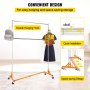 VEVOR Z Rack, Industrial Grade Z Base Garment Rack, Height Adjustable Rolling Z Garment Rack, Sturdy Steel Z Base Clothing Rack with Lockable Casters, for Home Clothing Store with Add-on Hang Rail Ora