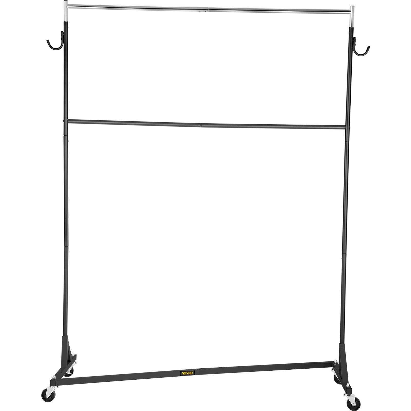 VEVOR Metalen Kledingrek 91,3-215 cm Verstelbare Zware Kledingrek 136 kg Gewichtscapaciteit Rollende Kledingrek van Roestvrij Staal en Q235 Staal met Vier 360° Roterende Wielen en Dubbele Ophanghaak