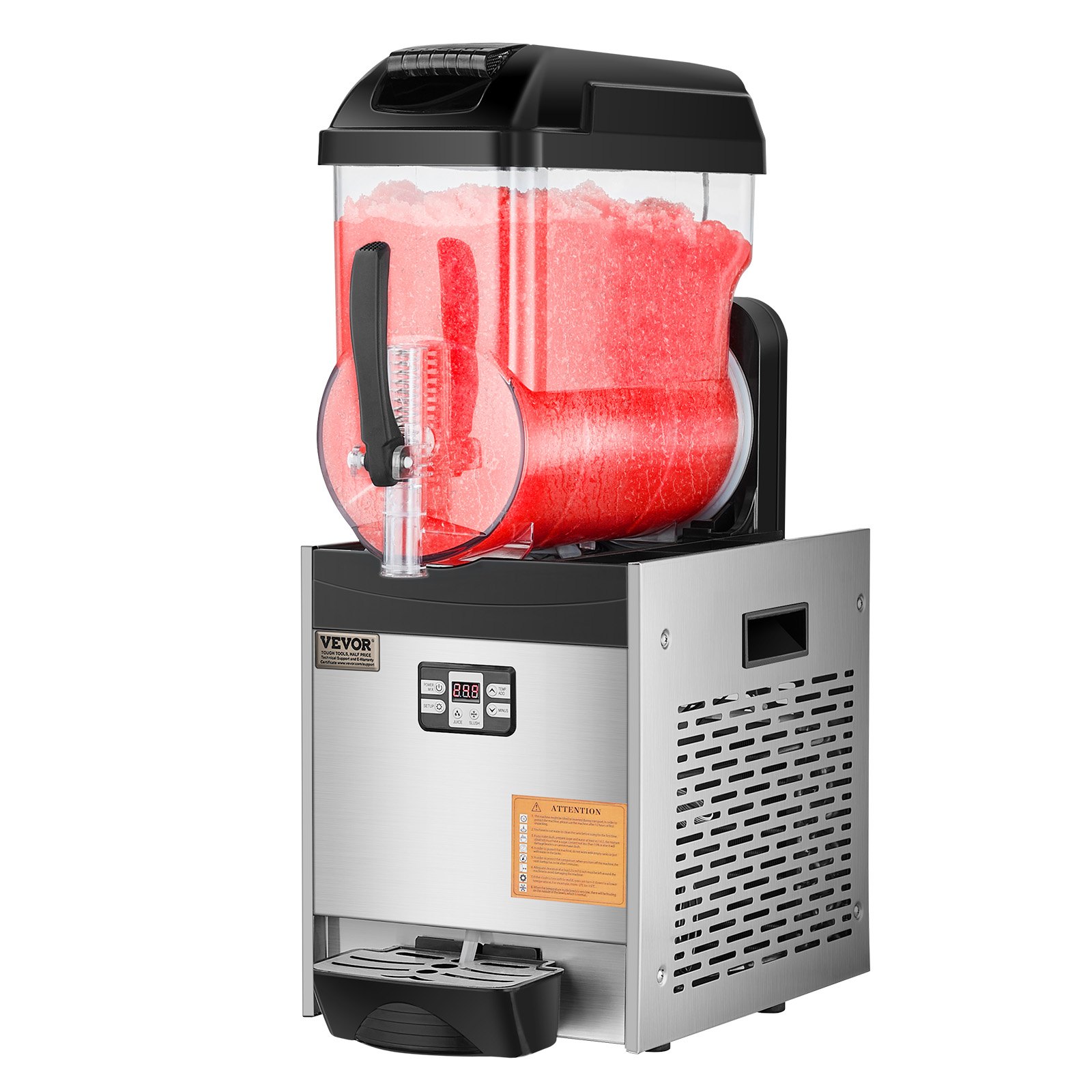 VEVOR Commerciële Slush-ijsmachine 12L Enkele Tank Bevroren Drankmachine, 48 Kopjes RVS Slush-ijsmachine met Toetsenbord Softijsmachine voor Feesten Restaurants Cafés Bars Zwart