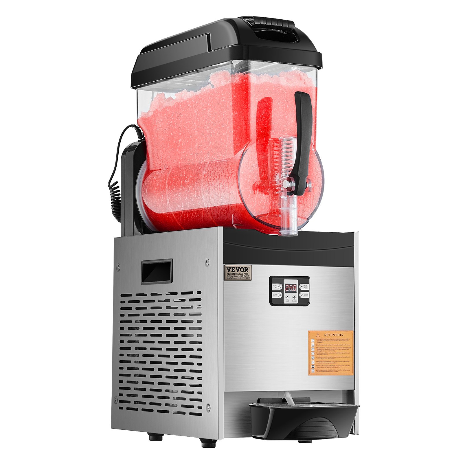 VEVOR Commerciële Slush-ijsmachine 12L Enkele Tank Bevroren Drankmachine, 48 Kopjes RVS Slush-ijsmachine met Toetsenbord Softijsmachine voor Feesten Restaurants Cafés Bars Zwart