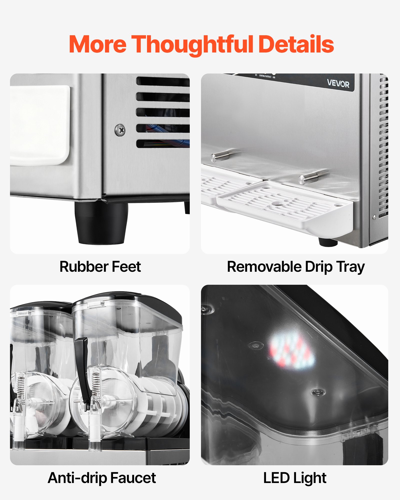 VEVOR Slushmachine 4 x 12 L, Slush-ijsmaker 1650 W (geen ijs nodig), elektrische margarita-machine met zelfreinigende functie, geschikt voor bevroren margarita's, frappés, milkshakes en shakes.