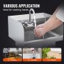 VEVOR Commercial Hand Sink with Faucet and Side Splash, Stainless Steel Sink for Washing, Small Hand Washing Sink, Wall Mount Hand Basin for Restaurant, Kitchen, Bar, Garage and Home, 17x12.8 inch