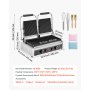 VEVOR Commerciële Contactgrill 3600 W Elektrische Grill Sandwichmaker (Dubbele Bakplaten) Panini-pers Roestvrij Staal met Temperatuurregeling, 48 x 23 cm Geribbelde Emaille Plaat voor Hamburgers, Steaks, Spek