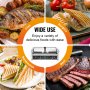 VEVOR Commercial Piadine Sandwich Grill, 3600W Electric Double Sandwich Press for Panini Stainless Steel Temperature Controlled Enameled Slotted Plate, Approx. 50°C to 300°C Double Grill