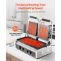 VEVOR Commerciële Contactgrill 3600W Elektrische Grill Sandwich Maker (Dubbele Bakplaten) RVS Panini Pers met Temperatuurregeling, 48 x 23 cm Platte Emaille Plaat, voor Hamburger Steak Bacon