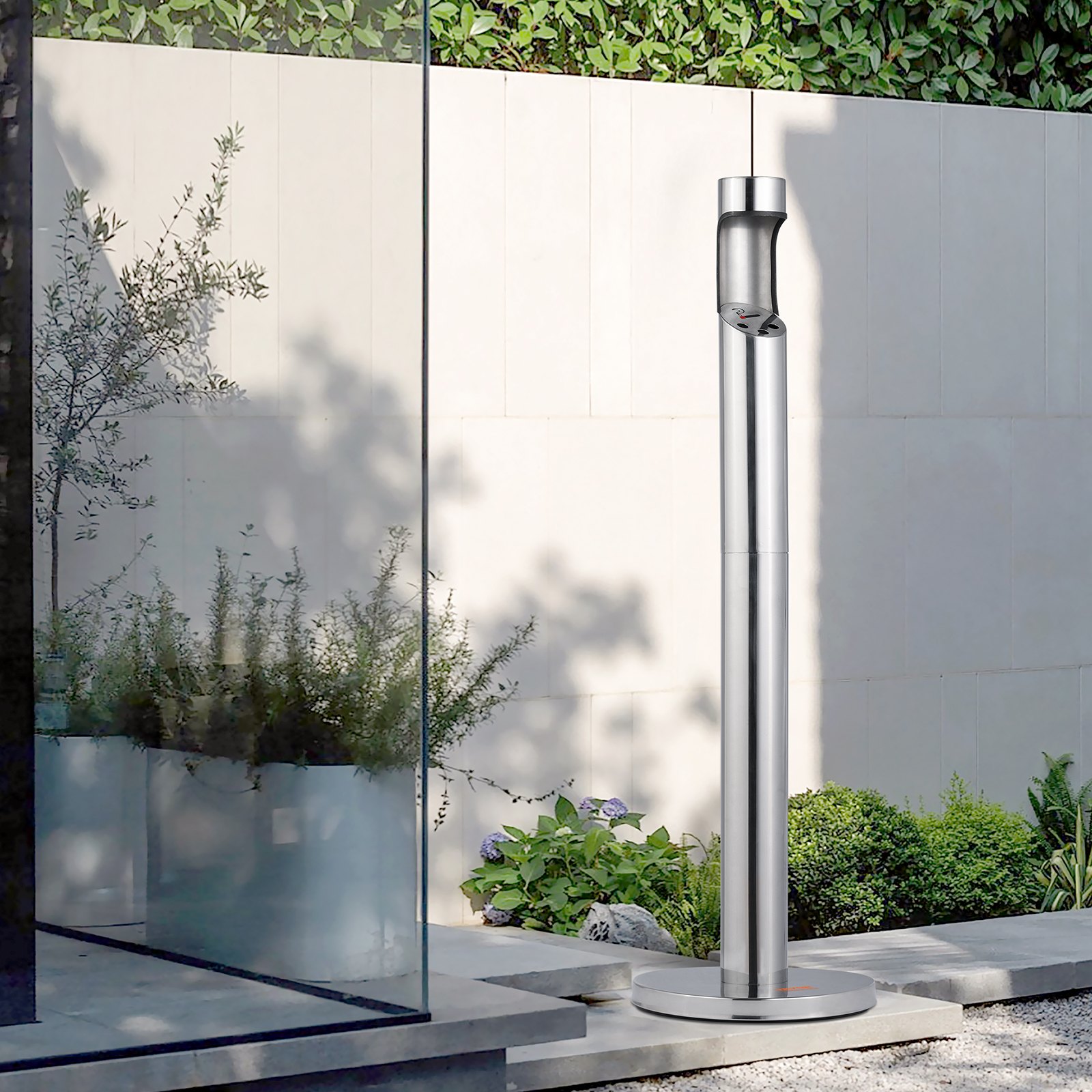 VEVOR Cigarette Butt Receptacle, Stainless Steel Cylinder Cigarette Butt Container, Freestanding and Weatherproof Outdoor Cigarette Butt Disposal for Garden, Office, Restaurant, Hotel, Bar, Silver