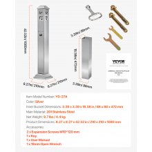 VEVOR sigarettenasbak met 4 afvoeropeningen RVS 108cm