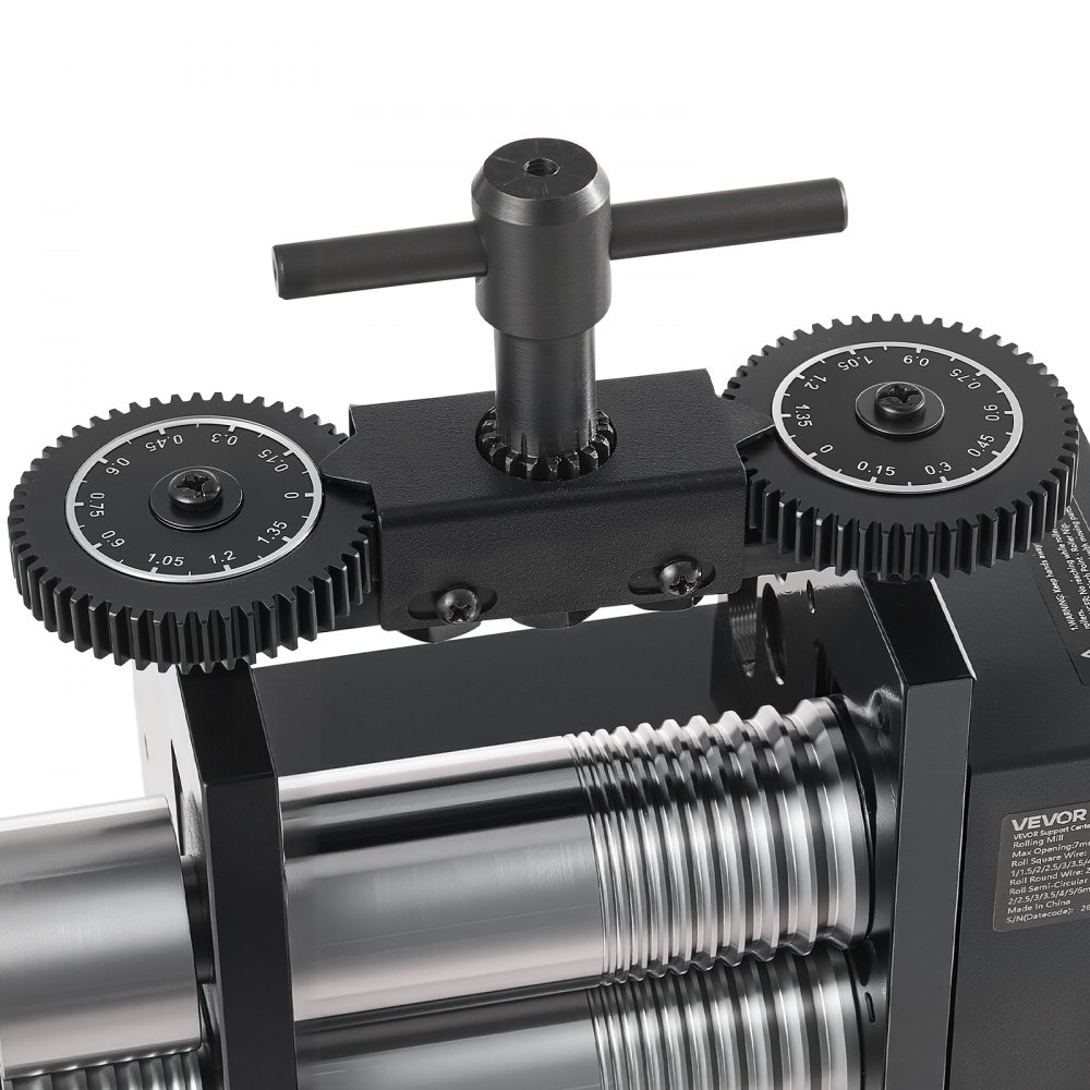 VEVOR Handwals 60 mm 4-in-1 Sieradenwals Rond Plat Vierkant Halfrond, Handmatig Sieradengereedschap voor Doe-het-zelf Sieradenmakers, Verstelbare Dikte 0,03–7 mm, voor Kneedbare Metalen Goud Zilver Koper Aluminium