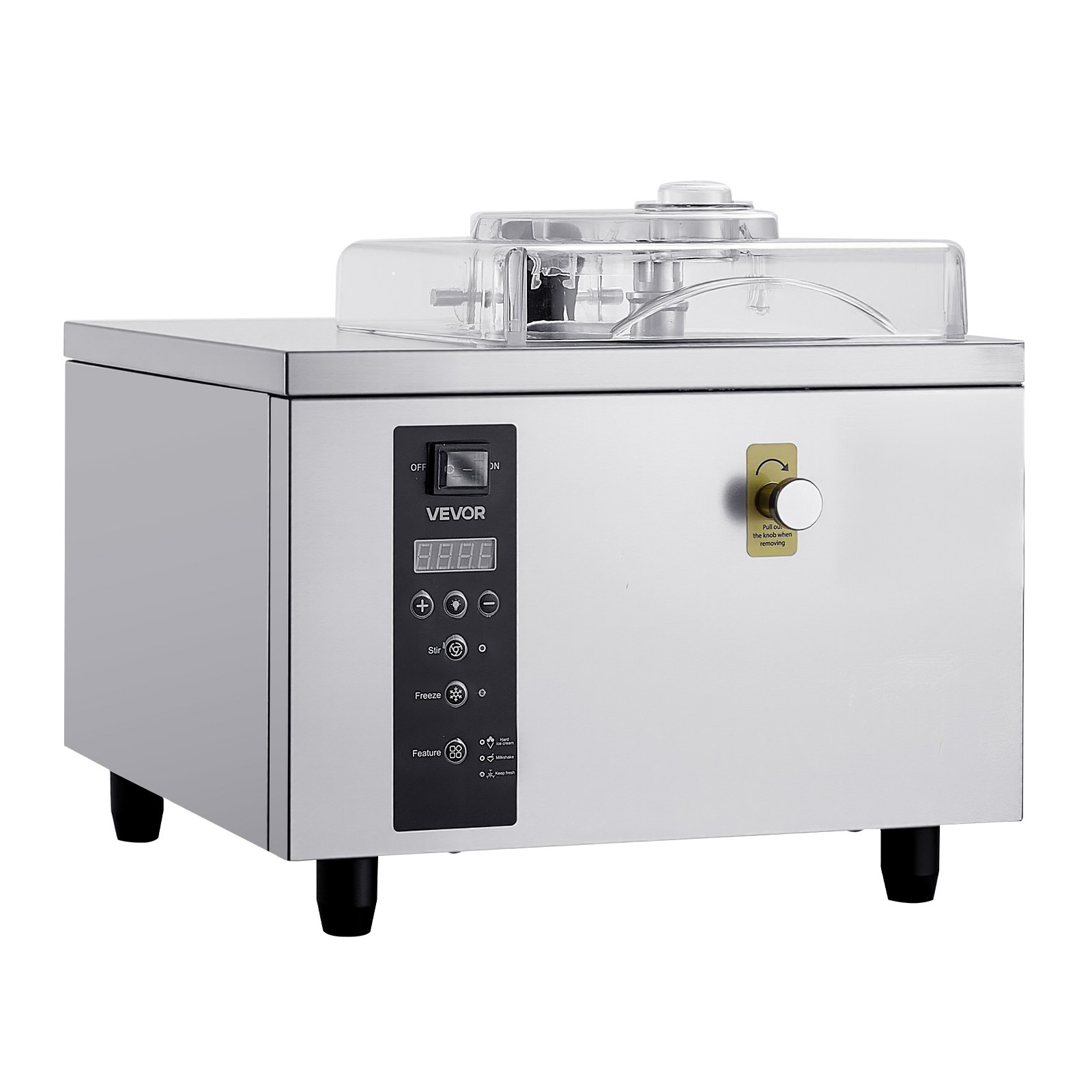 VEVOR Commerciële ijsmachine voor gelato 500 W, 5 l/u, ijsmachine met 2,8 l roestvrijstalen cilinder (304) & zelfreinigend LED-bedieningspaneel & hoge productiviteit voor snackbars en restaurants