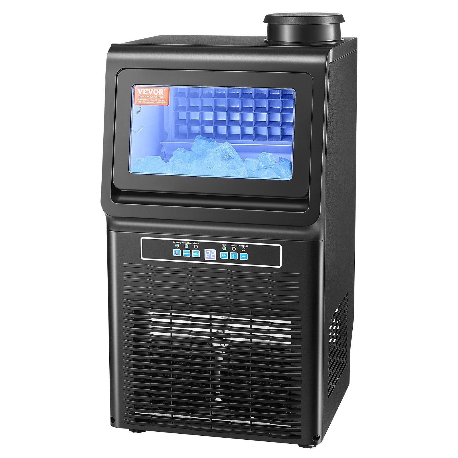 VEVOR 90lbs/24H Commercial Ice Maker, 36 Ice Cubes in 15 Minutes, Freestanding Ice Maker Machine with 12lbs Large Storage Capacity for Bar Office Restaurant, with LED Digital Display & Self-Cleaning