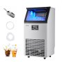 VEVOR Commercial Ice Maker Machine, 45.36 kg/24h with 12.7kg Storage, 45 Cubes per Cycle, Stainless Steel Freestanding & Under Counter Ice Maker with LED Display & Self-Cleaning, for Bar Restaurant
