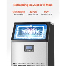VEVOR Commerciële ijsmachine 54,43 kg/dag LED-display Restaurant