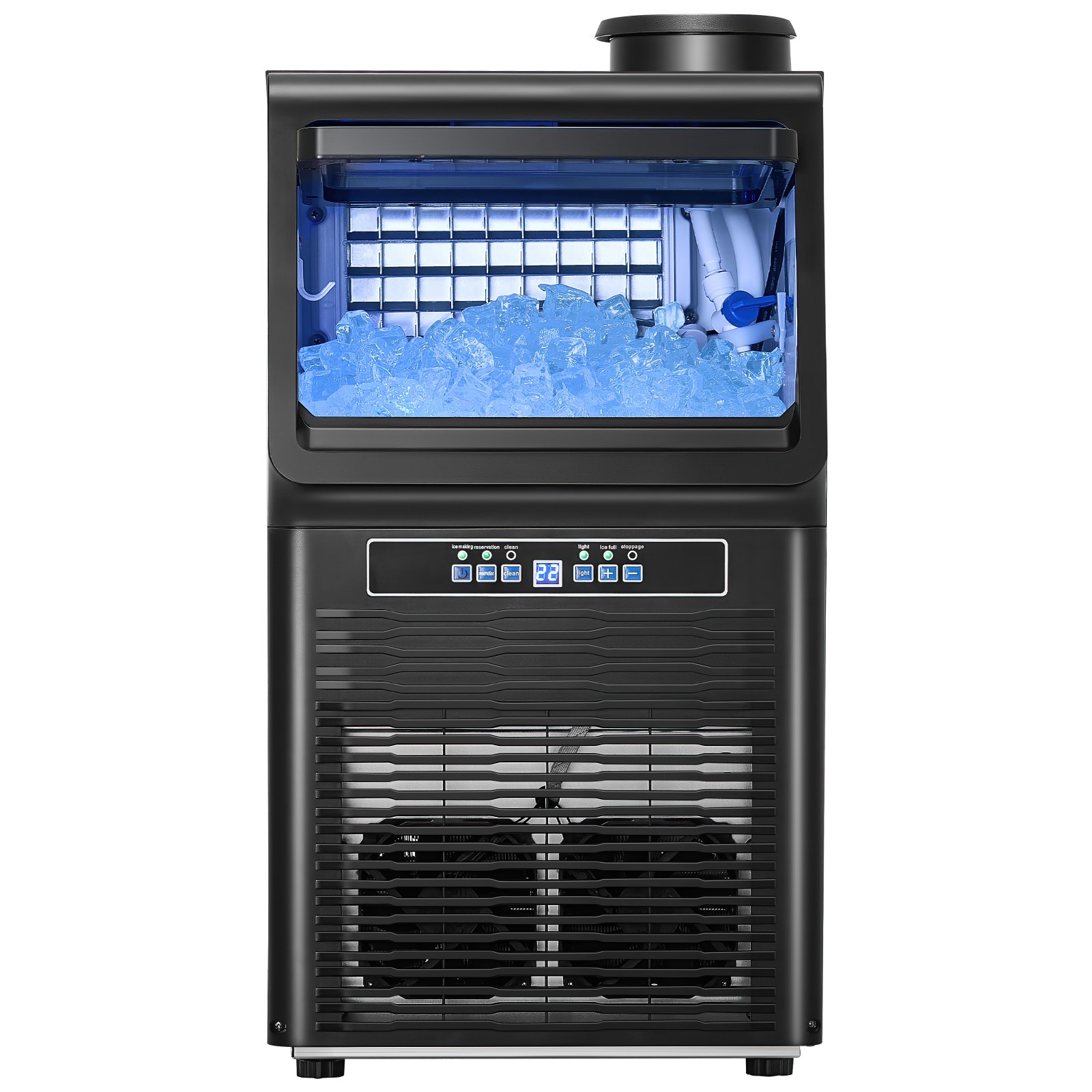 VEVOR Commercial Ice Maker Machine, 70lbs/24H Ice Maker Machine with 12lbs Storage Capacity, 36 Ice Cubes in 15 Minutes, LED Digital Display Freestanding Self-Cleaning for Bar Office Restaurant