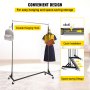 VEVOR Z Rack, Industrial Grade Z Base Garment Rack, Height Adjustable Rolling Z Garment Rack, Sturdy Steel Z Base Clothing Rack with Lockable Casters for Home Clothing Store Display Commercial Use Bla