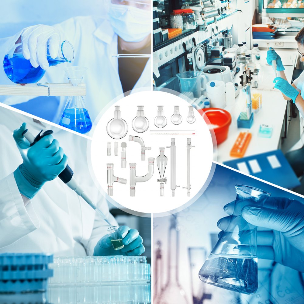 Vevor Lab Glaswerk Set Destillatie Apparaat 25-500ml Inhoud Kolven Glaswerk Kits