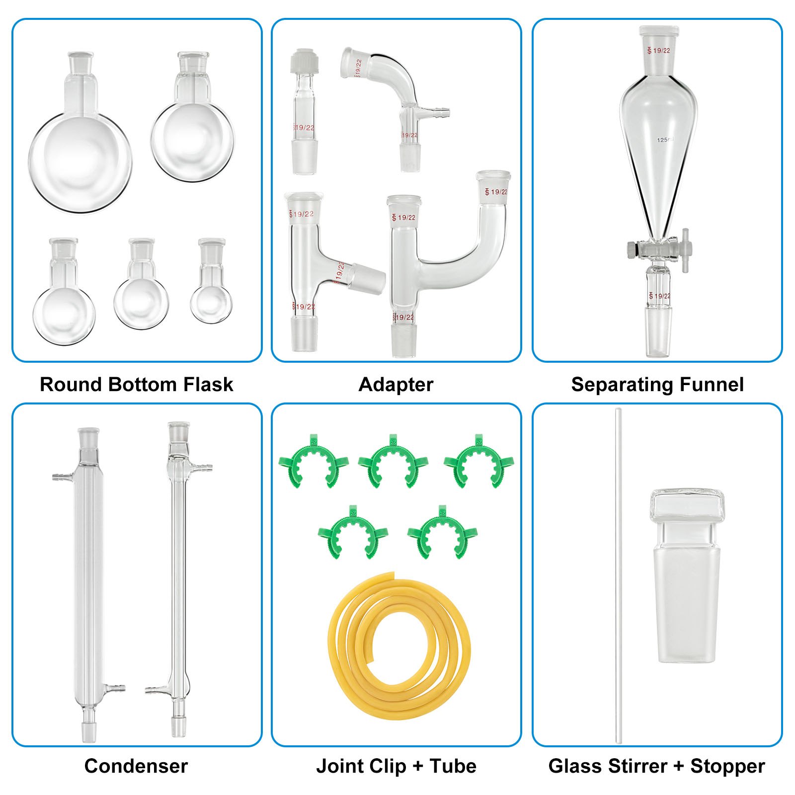 Vevor Lab Glaswerk Set Destillatie Apparaat 25-500ml Inhoud Kolven Glaswerk Kit