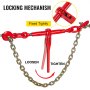 Chain Binder 3/8in-1/2in, Ratchet Load Binder 9215lbs Capacity, Ratchet Lever Binder with G70 Hooks, Adjustable Length, Ratchet Chain Binder for Tie Down, Hauling, Towing, 4-pack in Red