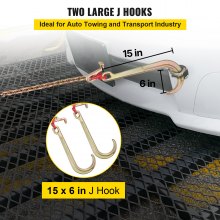 VEVOR J-haakketting, 3mx8mm hoofdstelsleepketting, G80 hoofdsteltransportketting, ketting van gelegeerd staal met 2 G70 J-haken, 4200kg vrachtwagentrekhaken, J-haaksleepriemen 2 stuks