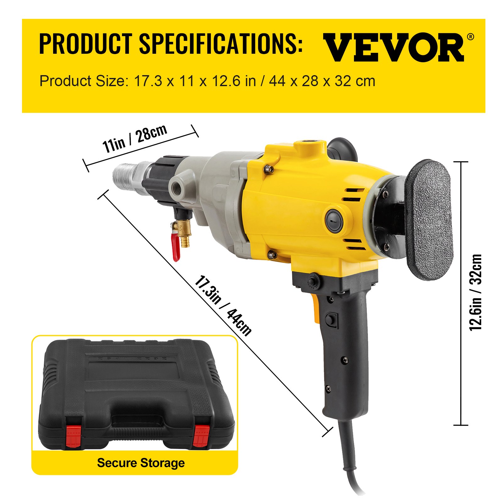 VEVOR Driller Diamantboormachine Handbediende Betonboormachine 7in 2180W 220V voor Beton