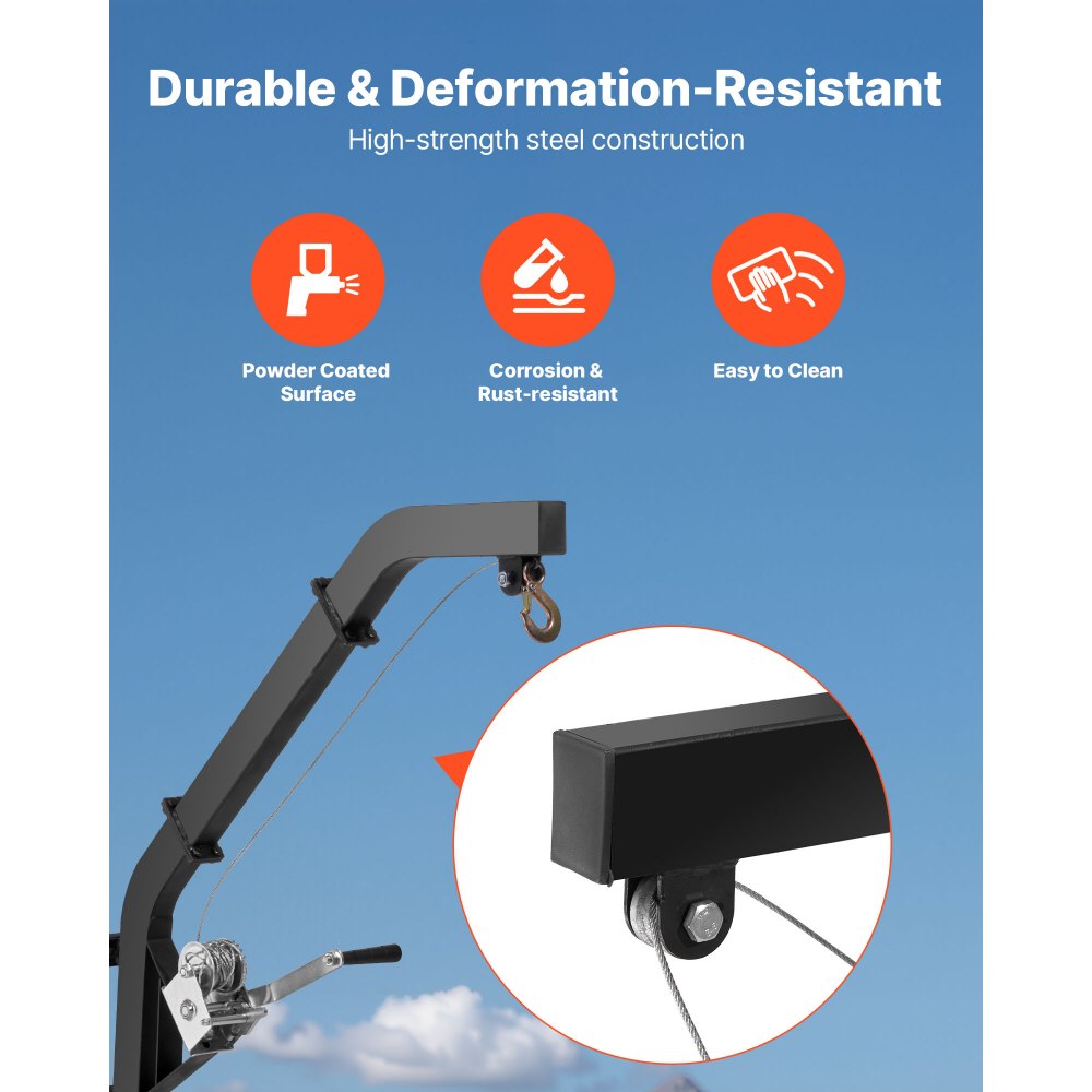 VEVOR Wildtakel voor boommontage, capaciteit 160 kg, wildhefsysteem met ratelband, robuuste hertenhanger voor het villen, reinigen en ophangen van wilde dieren, 1200 x 310 x 130 mm, zwart