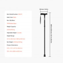 VEVOR wandelstok loophulp wandelstok wandelstokkruk 5-traps 805-925mm