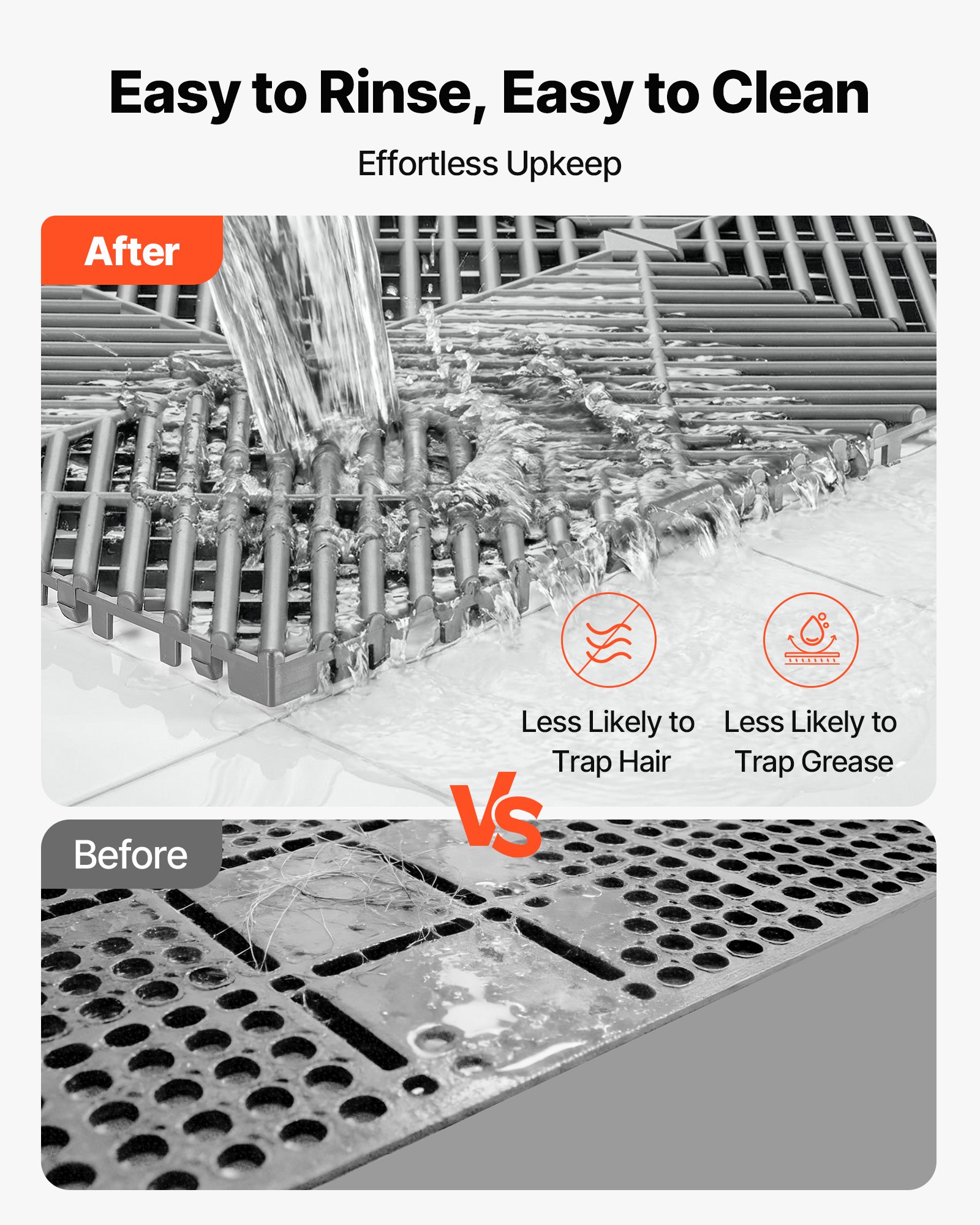 VEVOR in elkaar grijpende drainage mattenset (55-delig) 31 x 31 cm, garagevloertegels, antislip kliktegels van PP, modulaire garagevloer voor badkamer, keuken, zwembad, buitenruimtes, zelfdrainerend, grijs