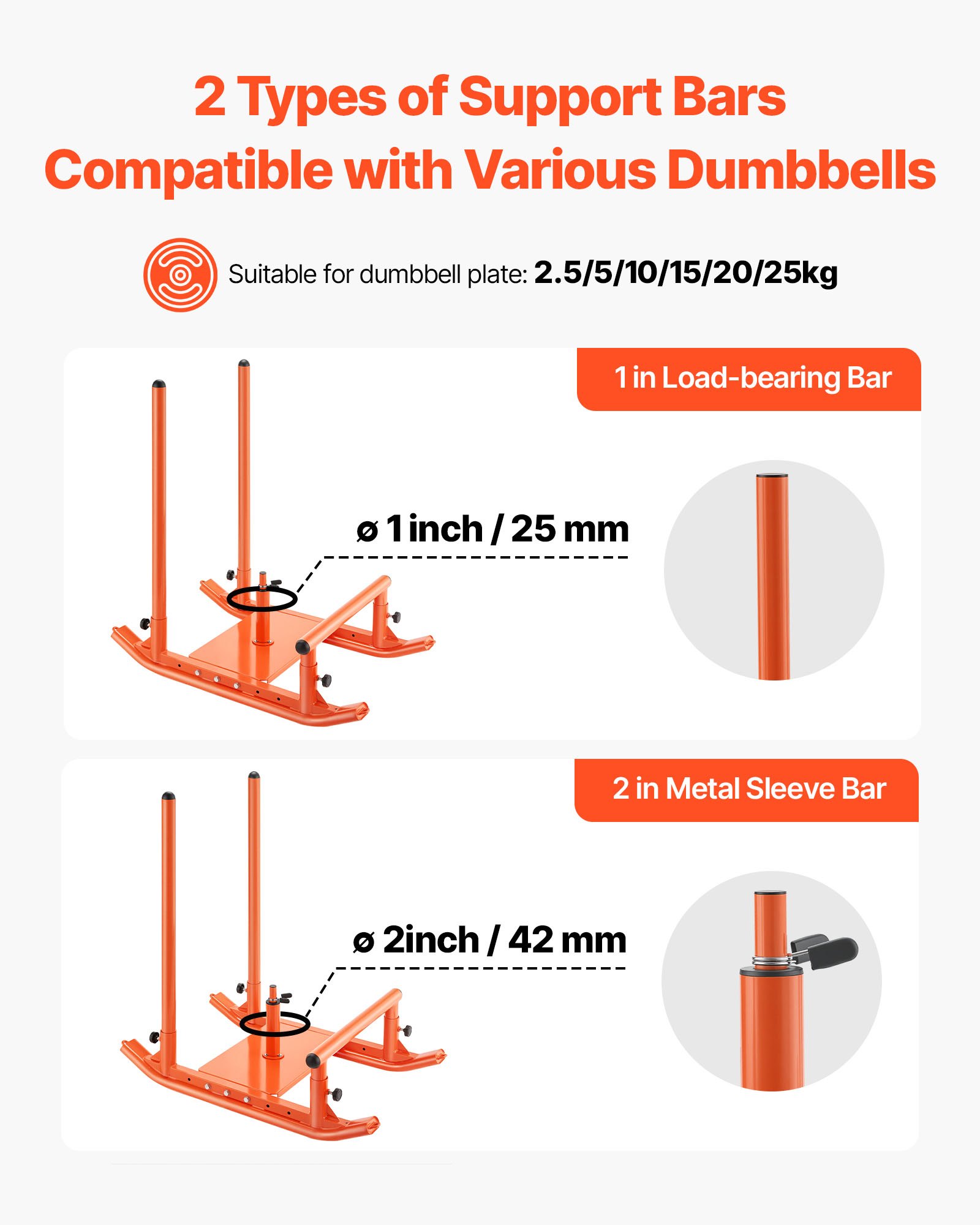 VEVOR Gewichtsslee Power Sled Krachttrainingslee om de snelheid te verbeteren bij atletische oefeningen, Fitnessapparaat met handvat, Compatibel met 25/51 mm gewichtsschijven, Oranje